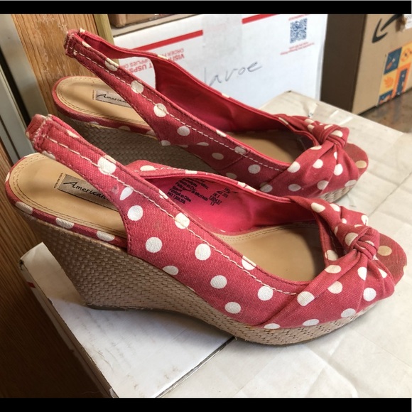 American Eagle Outfitters | Shoes | American Eagle Outfitters Aeo Pink  White Polka Dot Wedge Shoes Slip On Us 65 | Poshmark